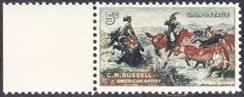 USA Michel 0856 / Scott 1243 postfrisch EINZELMARKE RAND links (a1)- 100. Geburtstag von Charles M. Russell
