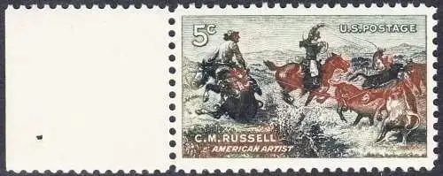 USA Michel 0856 / Scott 1243 postfrisch EINZELMARKE RAND links (a2)- 100. Geburtstag von Charles M. Russell