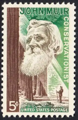 USA Michel 0858 / Scott 1245 postfrisch EINZELMARKE (a4) - John Muir, Naturwissenschaftler; Mammutbäume