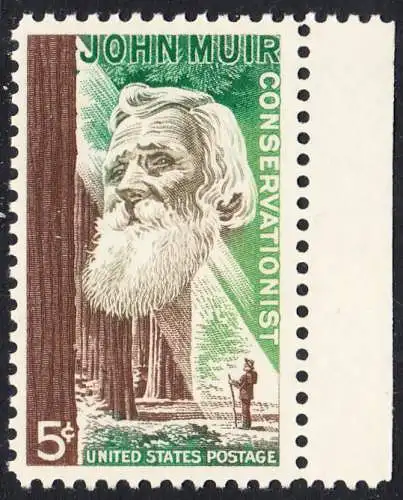 USA Michel 0858 / Scott 1245 postfrisch EINZELMARKE RAND rechts (a2) - John Muir, Naturwissenschaftler; Mammutbäume