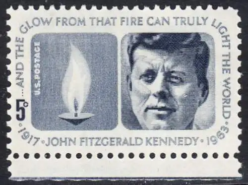 USA Michel 0860 / Scott 1246 postfrisch EINZELMARKE RAND unten (a2) - John Fitzgerald Kennedy, 35. Präsident