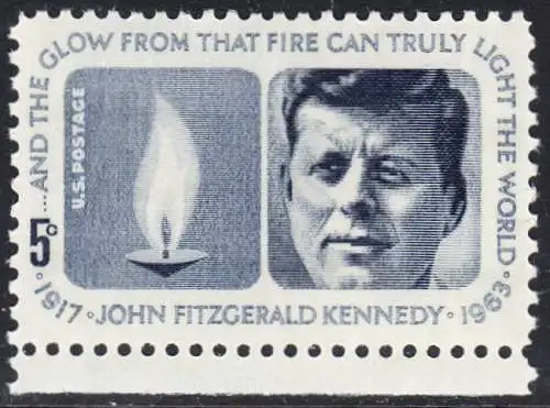 USA Michel 0860 / Scott 1246 postfrisch EINZELMARKE RAND unten (a3) - John Fitzgerald Kennedy, 35. Präsident
