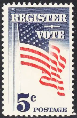 USA Michel 0863 / Scott 1249 postfrisch EINZELMARKE (a2) - Aufforderung zur Wahlbeteiligung; Flagge der USA