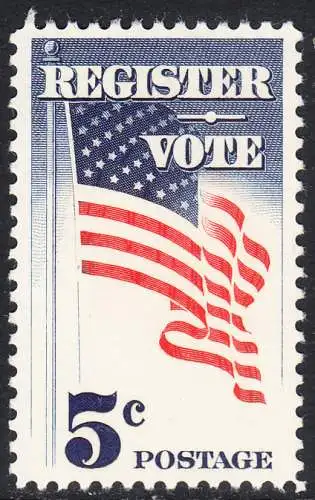 USA Michel 0863 / Scott 1249 postfrisch EINZELMARKE (a3) - Aufforderung zur Wahlbeteiligung; Flagge der USA