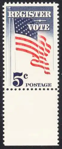 USA Michel 0863 / Scott 1249 postfrisch EINZELMARKE RAND unten - Aufforderung zur Wahlbeteiligung; Flagge der USA
