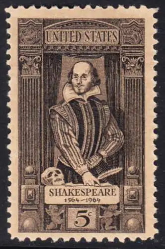 USA Michel 0864 / Scott 1250 postfrisch EINZELMARKE (a2) - William Shakespeare; engl. Dramatiker, Schauspieler und Dichter