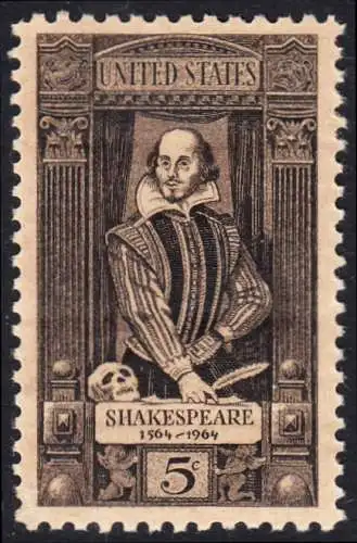 USA Michel 0864 / Scott 1250 postfrisch EINZELMARKE (a3) - William Shakespeare; engl. Dramatiker, Schauspieler und Dichter