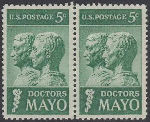 USA Michel 0865 / Scott 1251 postfrisch horiz.PAAR (a2) - 25. Todestag der Brüder Mayo; Ärzte und Gründer der Mayo-Klinik in Rochester