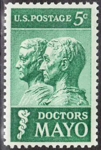 USA Michel 0865 / Scott 1251 postfrisch EINZELMARKE (a4) - 25. Todestag der Brüder Mayo; Ärzte und Gründer der Mayo-Klinik in Rochester