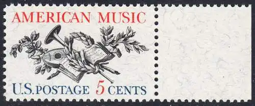 USA Michel 0867 / Scott 1252 mit Falzrest EINZELMARKE RAND rechts - Amerikanische Musik; 50 Jahre Amerikanische Vereinigung der Komponisten, Textdichter und Verleger (ASCAP) 