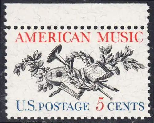 USA Michel 0867 / Scott 1252 postfrisch EINZELMARKE RAND oben - Amerikanische Musik; 50 Jahre Amerikanische Vereinigung der Komponisten, Textdichter und Verleger (ASCAP) 