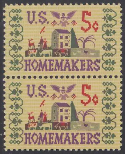 USA Michel 0868 / Scott 1253 postfrisch vert.PAAR (a2) - Heimarbeiterinnen, 50 Jahre Smith-Lever-Gesetz