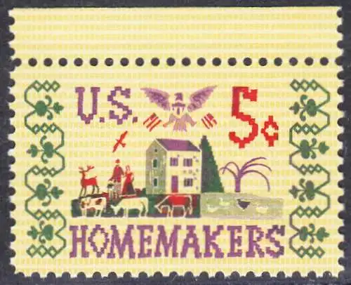 USA Michel 0868 / Scott 1253 postfrisch EINZELMARKE RAND oben - Heimarbeiterinnen, 50 Jahre Smith-Lever-Gesetz