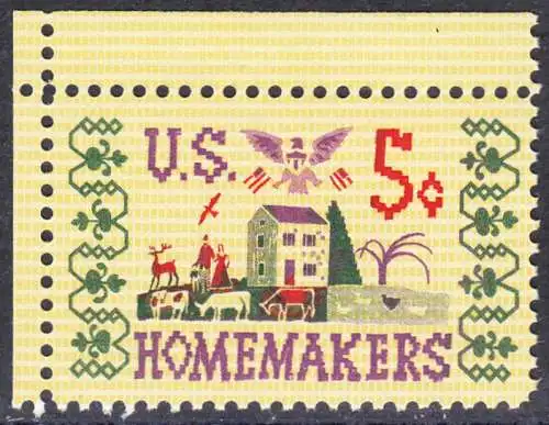 USA Michel 0868 / Scott 1253 postfrisch EINZELMARKE ECKRAND oben links - Heimarbeiterinnen, 50 Jahre Smith-Lever-Gesetz