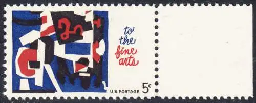 USA Michel 0874 / Scott 1259 postfrisch EINZELMARKE RAND rechts  (a2) - Schöne Künste: Melange of Squiggles; Lithographie von Stuart Davis 