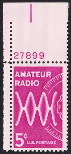 USA Michel 0875 / Scott 1260 postfrisch EINZELMARKE ECKRAND oben links m/ Platten-# 27899 - Amateurfunk: Radiowellen, Skala