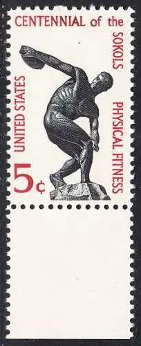 USA Michel 0877 / Scott 1262 postfrisch EINZELMARKE RAND unten - Sokol (Sport-)vereinigung in Amerika; Diskobol