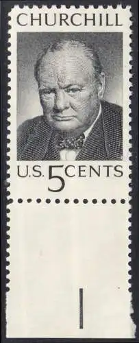 USA Michel 0880 / Scott 1264 postfrisch EiNZELMARKE RAND unten - Winston Spencer Churchill; britischer Politiker, Nobelpreis 1953