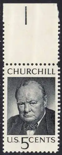 USA Michel 0880 / Scott 1264 postfrisch EiNZELMARKE RAND oben - Winston Spencer Churchill; britischer Politiker, Nobelpreis 1953