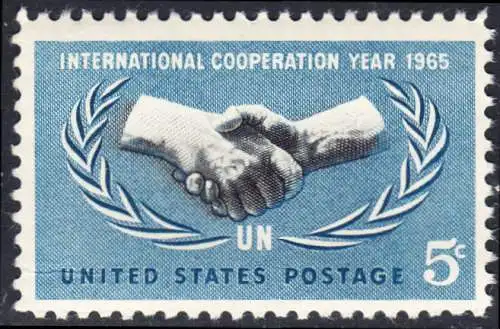 USA Michel 882 / Scott 1266 postfrisch EINZELMARKE (a2) - Jahr der internationalen Zusammenarbeit, 20 Jahre Vereinte Nationen (UNO)