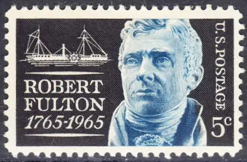 USA Michel 0886 / Scott 1270 postfrisch EINZELMARKE (a2) - Robert Fulton, Erbauer des ersten dampfgetriebenen Handelsschiffes „Clermont“ 
