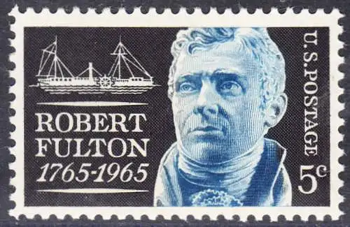 USA Michel 0886 / Scott 1270 postfrisch EINZELMARKE (a3) - Robert Fulton, Erbauer des ersten dampfgetriebenen Handelsschiffes „Clermont“ 