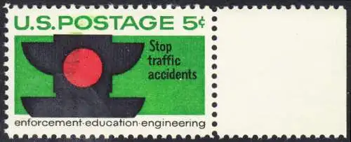 USA Michel 0888 / Scott 1272 postfrisch EINZELMARKE RAND rechts - Verkehrssicherheit: Verkehrsampel