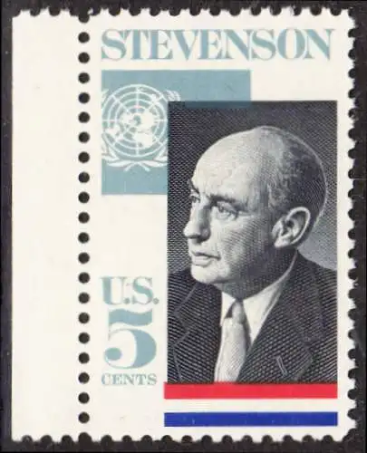 USA Michel 0891 / Scott 1275 postfrisch EINZELMARKE RAND links (a2) - Adlai Ewing Stevenson, Politiker