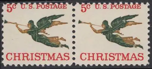 USA Michel 0892 / Scott 1276 mit Falzrest horiz.PAAR - Weihnachten, Erzengel Gabriel