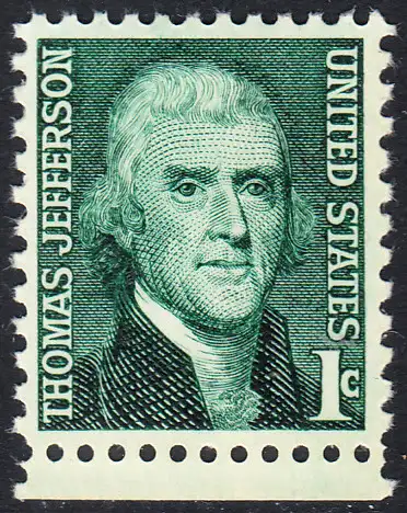 USA Michel 0940 / Scott 1278 postfrisch EINZELMARKE RAND unten (a2) - Berühmte Amerikaner: Thomas Jefferson, 3. Präsident