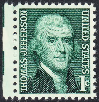 USA Michel 0940 / Scott 1278 postfrisch EINZELMARKE RAND links - Berühmte Amerikaner: Thomas Jefferson, 3. Präsident