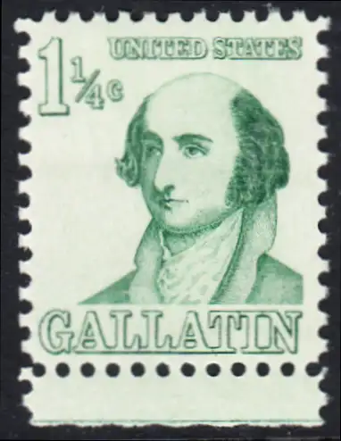 USA Michel 0915 / Scott 1279 postfrisch EINZELMARKE RAND unten (a1) - Berühmte Amerikaner: Albert Gallatin, Diplomat