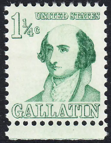 USA Michel 0915 / Scott 1279 postfrisch EINZELMARKE RAND unten (a2) - Berühmte Amerikaner: Albert Gallatin, Diplomat