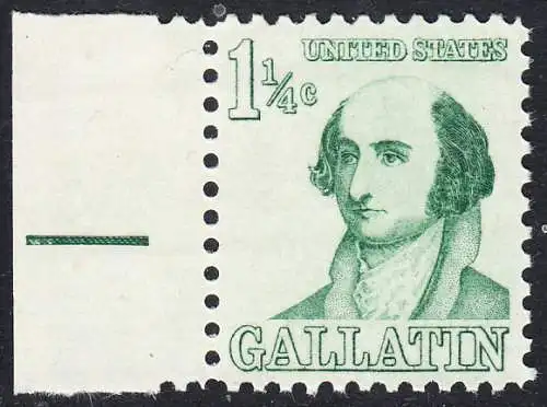 USA Michel 0915 / Scott 1279 postfrisch EINZELMARKE RAND links (a1) - Berühmte Amerikaner: Albert Gallatin, Diplomat