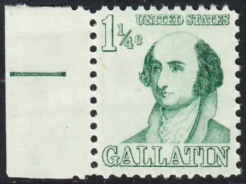 USA Michel 0915 / Scott 1279 postfrisch EINZELMARKE RAND links (a2) - Berühmte Amerikaner: Albert Gallatin, Diplomat