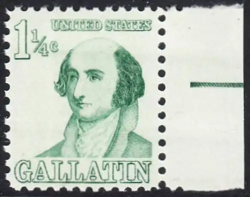 USA Michel 0915 / Scott 1279 postfrisch EINZELMARKE RAND rechts (a1) - Berühmte Amerikaner: Albert Gallatin, Diplomat