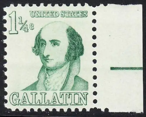 USA Michel 0915 / Scott 1279 postfrisch EINZELMARKE RAND rechts (a2) - Berühmte Amerikaner: Albert Gallatin, Diplomat