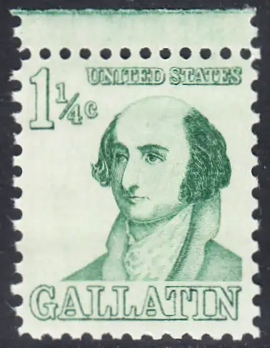 USA Michel 0915 / Scott 1279 postfrisch EINZELMARKE RAND oben (a1) - Berühmte Amerikaner: Albert Gallatin, Diplomat