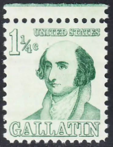 USA Michel 0915 / Scott 1279 postfrisch EINZELMARKE RAND oben (a2) - Berühmte Amerikaner: Albert Gallatin, Diplomat