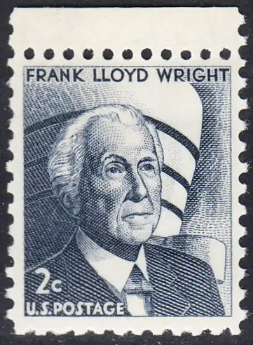 USA Michel 0902 / Scott 1280 postfrisch EINZELMARKE RAND oben (a3) - Berühmte Amerikaner: Frank Lloyd Wright, Architekt