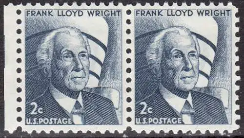 USA Michel 0902 / Scott 1280 postfrisch horiz.PAAR RAND links (a2) - Berühmte Amerikaner: Frank Lloyd Wright, Architekt