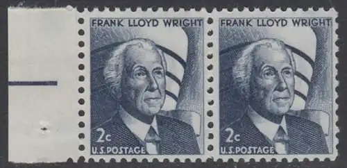 USA Michel 0902 / Scott 1280 postfrisch horiz.PAAR RAND links (a2) - Berühmte Amerikaner: Frank Lloyd Wright, Architekt