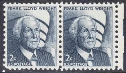 USA Michel 0902 / Scott 1280 postfrisch horiz.PAAR RAND rechts (a2)  - Berühmte Amerikaner: Frank Lloyd Wright, Architekt