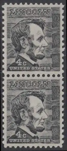 USA Michel 0893 / Scott 1282 postfrisch vert.PAAR - Berühmte Amerikaner: Abraham Lincoln, 16. Präsident 