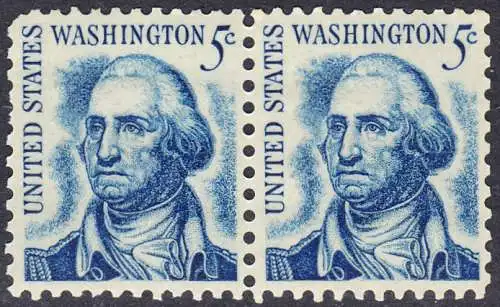 USA Michel 0895 / Scott 1283 postfrisch horiz.PAAR (a2) - Berühmte Amerikaner: George Washington, 1. Präsident 