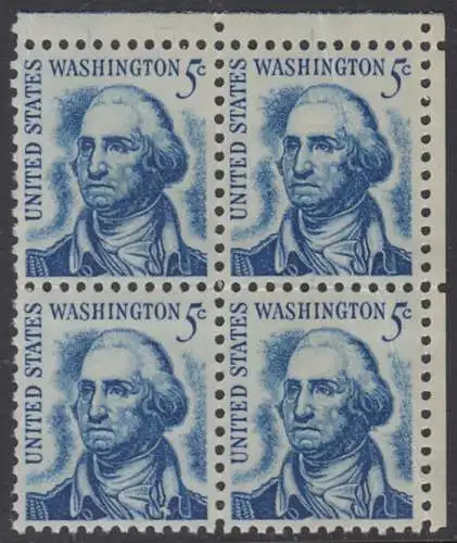 USA Michel 0895 / Scott 1283 postfrisch BLOCK ECKRAND oben rechts - Berühmte Amerikaner: George Washington, 1. Präsident 