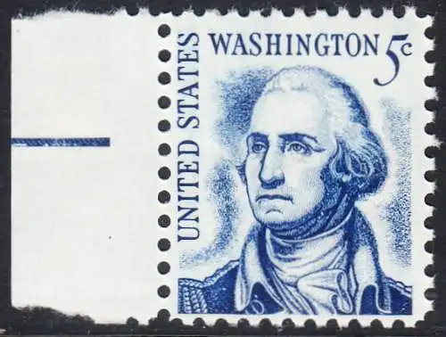 USA Michel 0937A / Scott 1283B postfrisch EINZELMARKE RAND links (a2) - Berühmte Amerikaner: George Washington, 1. Präsident 