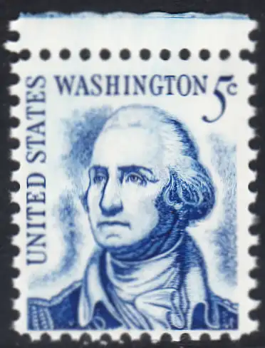 USA Michel 0937A / Scott 1283B postfrisch EINZELMARKE RAND oben - Berühmte Amerikaner: George Washington, 1. Präsident 