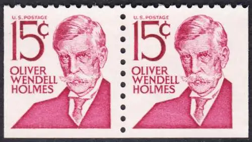 USA Michel 0944D / Scott 1288B postfrisch horiz.PAAR aus MH (links/unten/rechts ungezähnt) - Berühmte Amerikaner: Oliver Wendell Holmes, Jurist und Rechtsphilosoph