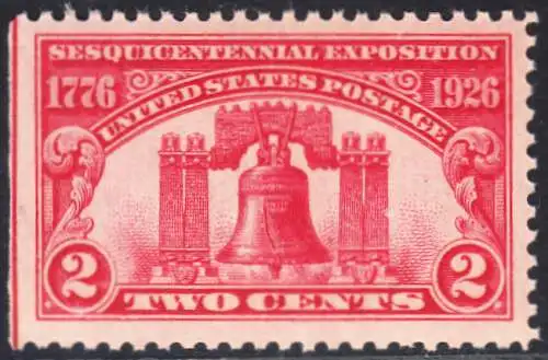 USA Michel 0303 / Scott 0627 postfrisch EINZELMARKE links geschnitten (a1) - 150 Jahre Unabhängigkeit der Vereinigten Staaten von Amerika, Ausstellung in Philadelphia, PA